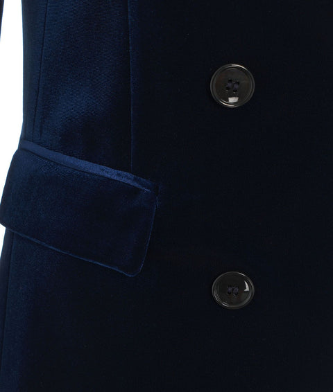 Blazer doppiopetto in velluto #blu