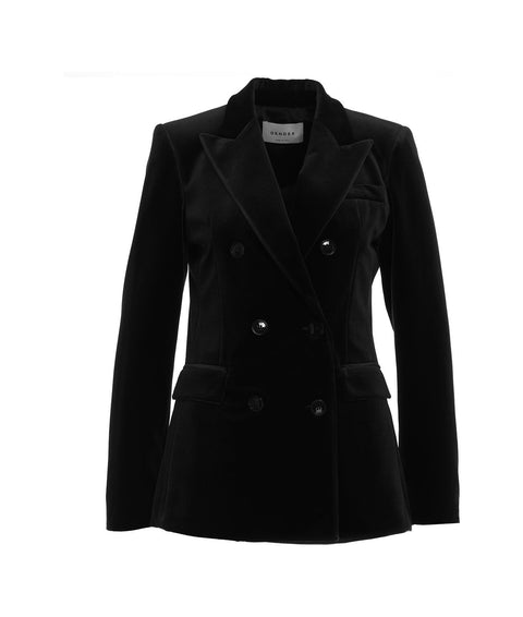 Blazer doppiopetto in velluto #nero