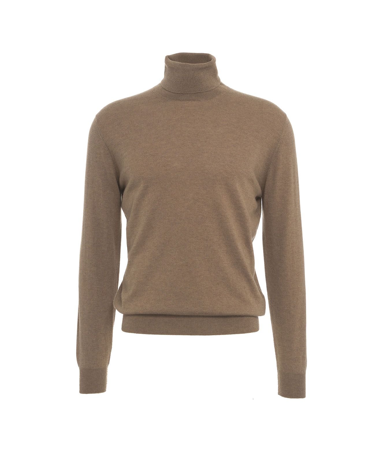 Vintage Mondi French high quality Designer Brown Wool Cashmere Turtleneck Sweater