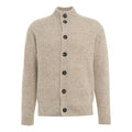 Cardigan lavorato a maglia in misto alpaca con collo alto #beige