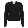 Maglia con scollo a V in lana merino #nero