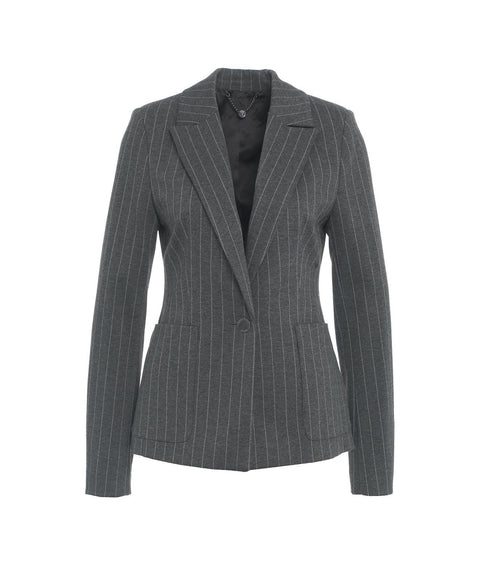 Blazer gessato in felpa #grigio