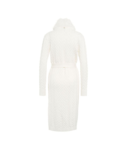 Cardigan lungo con pelliccia sintetica #bianco