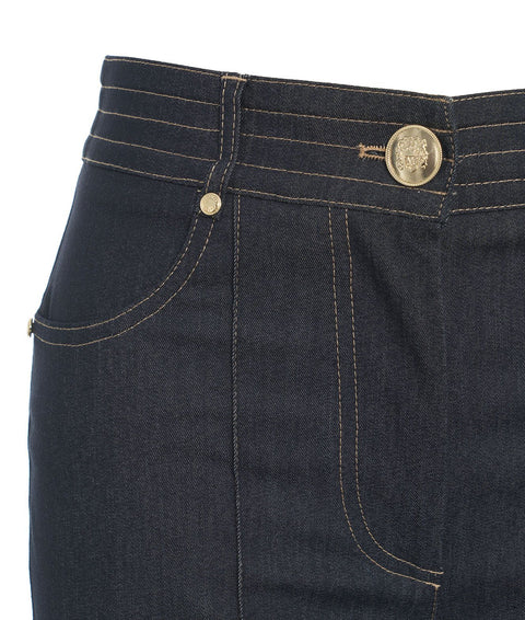 Pantaloni in denim con piega #blu