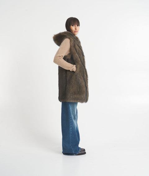 Gilet in pelliccia ecologica #marrone