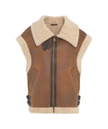 Gilet in ecopelle con teddy #marrone