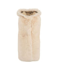 Gilet lungo in ecopelle con pelliccia sintetica #beige