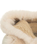 Gilet lungo in ecopelle con pelliccia sintetica #beige