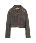 Giacca biker in pelle #marrone