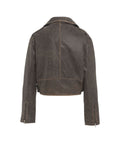 Giacca biker in pelle #marrone