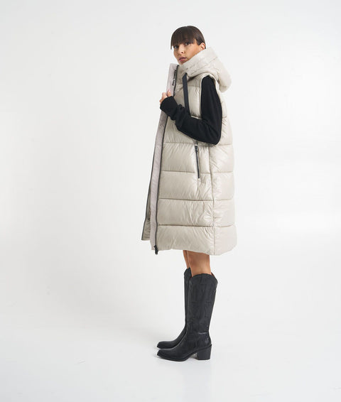 Gilet trapuntato in piuma d'oca #beige