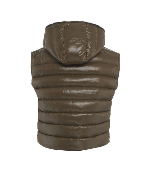 Gilet trapuntato in eco piuma #verde