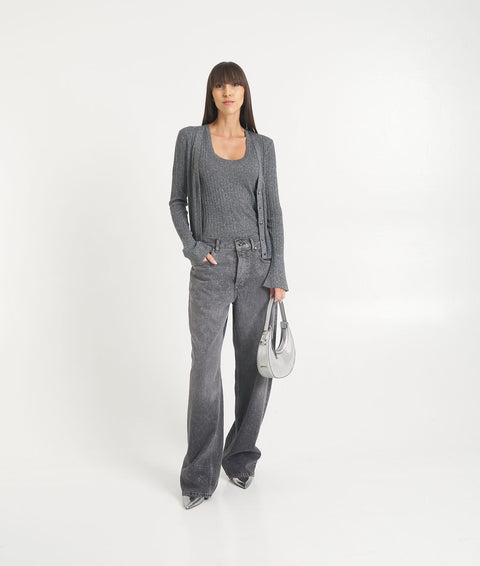 Jeans lurex® a vita alta #grigio