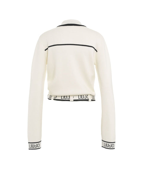 Cardigan con cintura #bianco