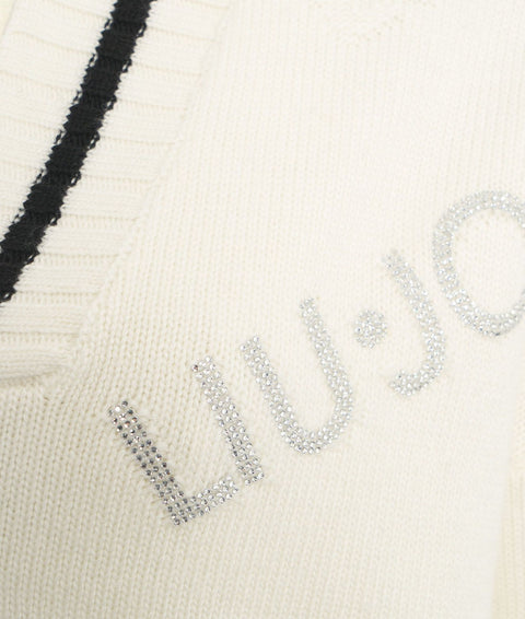 Maglia in misto lana con logo #bianco