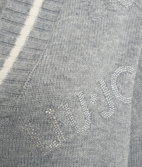 Maglia in misto lana con logo #grigio