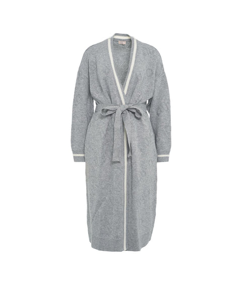 Cardigan lungo con cintura #grigio