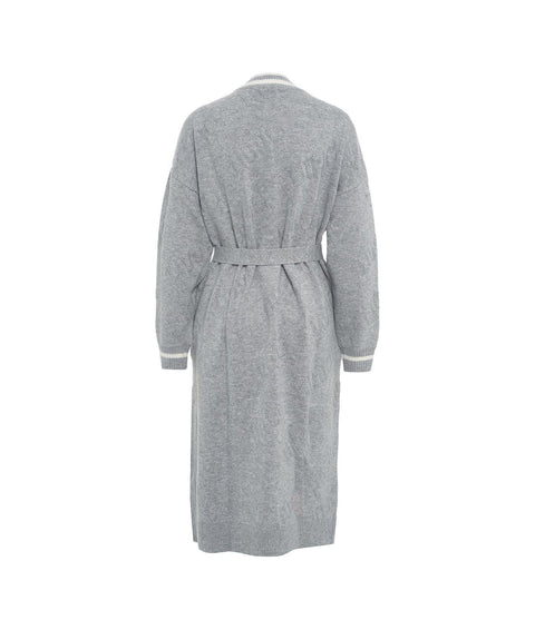 Cardigan lungo con cintura #grigio