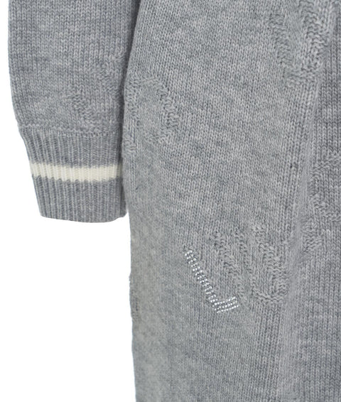 Cardigan lungo con cintura #grigio