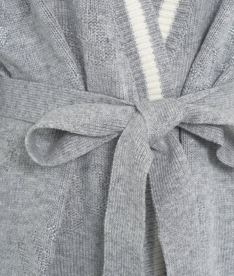 Cardigan lungo con cintura #grigio