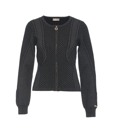 Cardigan a maglia con zip #nero