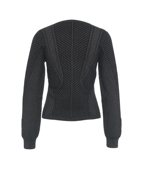 Cardigan a maglia con zip #nero