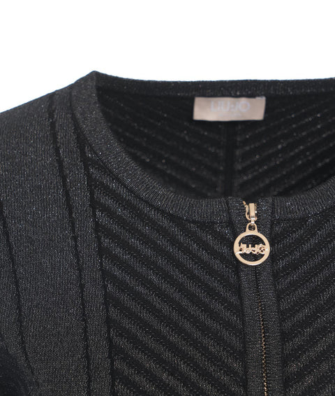 Cardigan a maglia con zip #nero