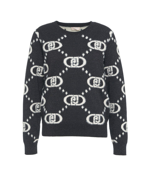 Maglia monogram jacquard #nero