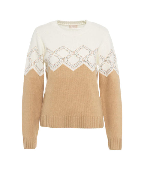 Maglione in misto lana con strass #marrone