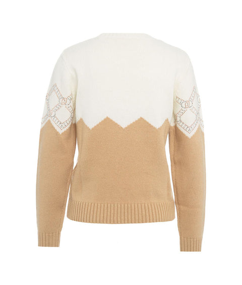 Maglione in misto lana con strass #marrone