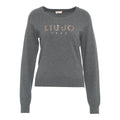 Maglia con logo e strass #grigio