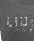 Maglia con logo e strass #grigio