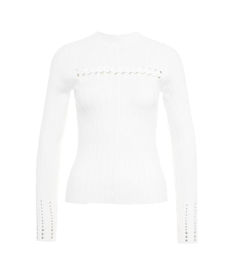 Pullover a maglia con dettaglio a trecce #bianco