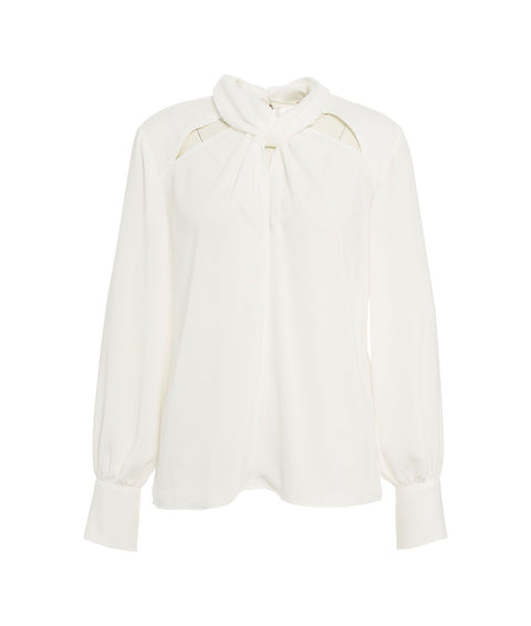 Camicia con cut outs in crêpe #bianco