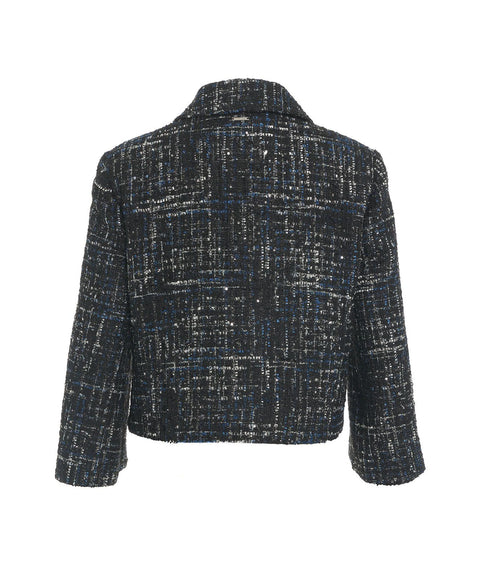 Blazer cropped in boucle #nero