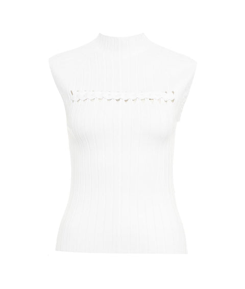 Top in maglia con dettaglio a trecce #bianco