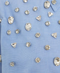 Camicia in cotone con strass #blu