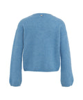 Maglia con perle alla scollatura #blu