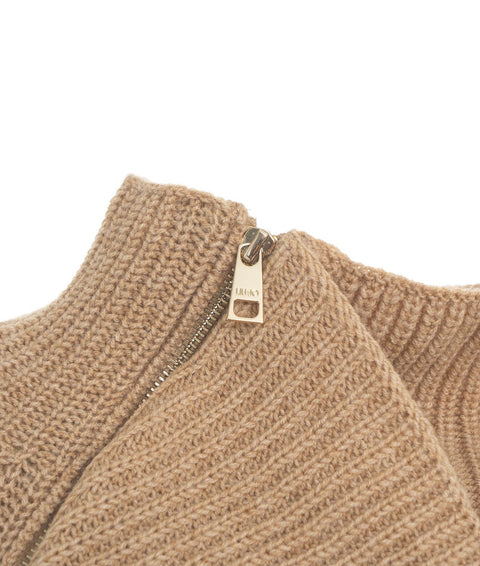 Maglione in maglia con zip #marrone