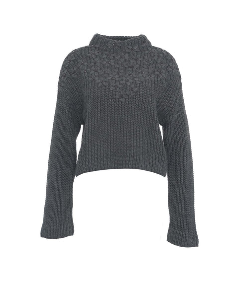 Maglione con ricamo #grigio