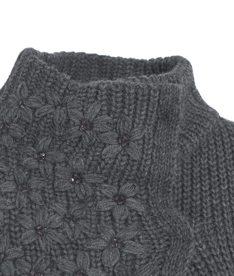 Cappotto in maglia con strass #grigio