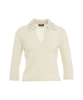 Maglione con colletto in perline #bianco