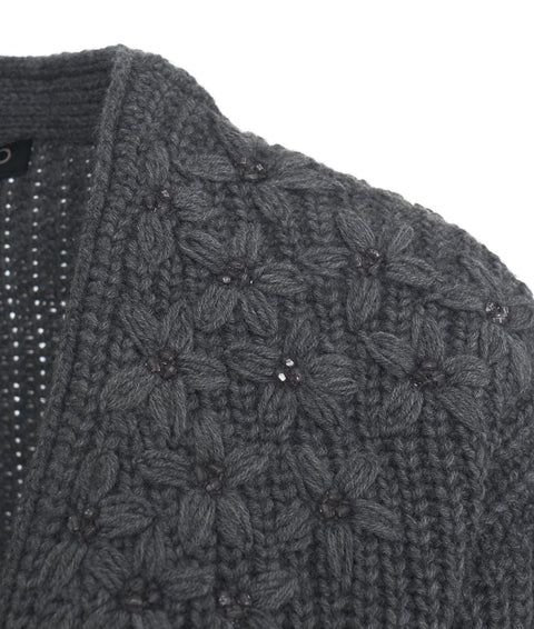 Cardigan con ricamo floreale #grigio