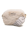 Borsa in pelliccia sintetica con dettaglio logo #beige