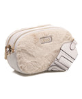 Borsa in pelliccia sintetica con dettaglio logo #beige