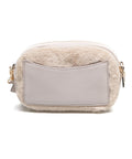 Borsa in pelliccia sintetica con dettaglio logo #beige