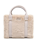 Borsa in pelliccia sintetica con dettaglio logo #beige