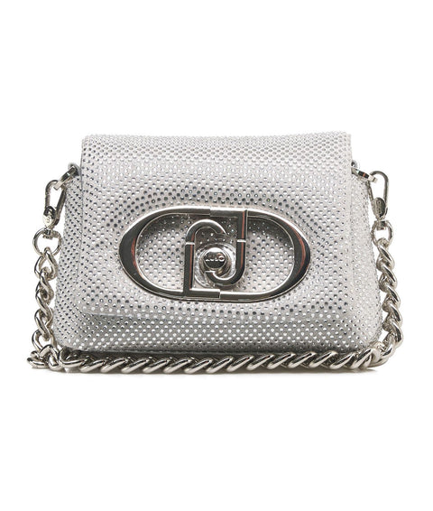 Borsa mini 'La Puffy' con strass #argento