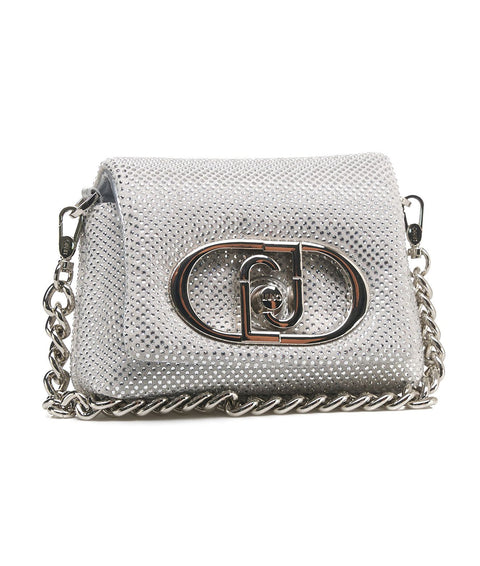 Borsa mini 'La Puffy' con strass #argento