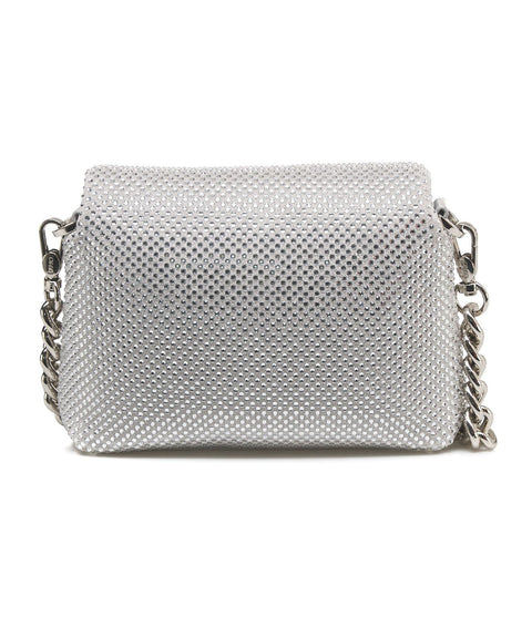 Borsa mini 'La Puffy' con strass #argento